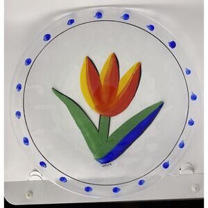 VTG Kosta Boda Glass Ulrica Hydman-Vallien LARGE 13” Tulip Charger Platter